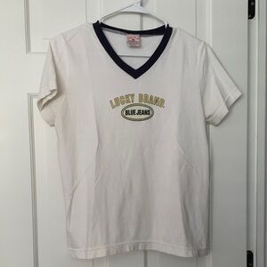 Lucky Brand White Tee with Navy Trim